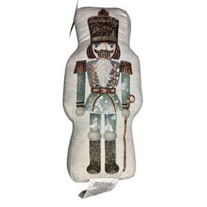 Nwt Mireille Designs Nutcracker Christmas Pillow Beaded Holiday Decor 17 Inch